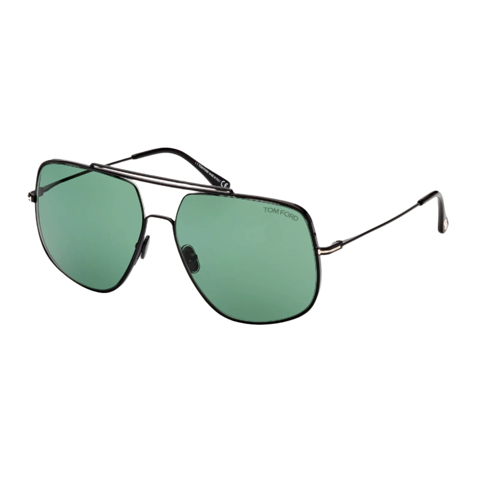 Tom Ford Black Aviator Sunglasses with Green Lenses Tom Ford Black and Gold Semi Rimless Frames With Green Lens  main image 4