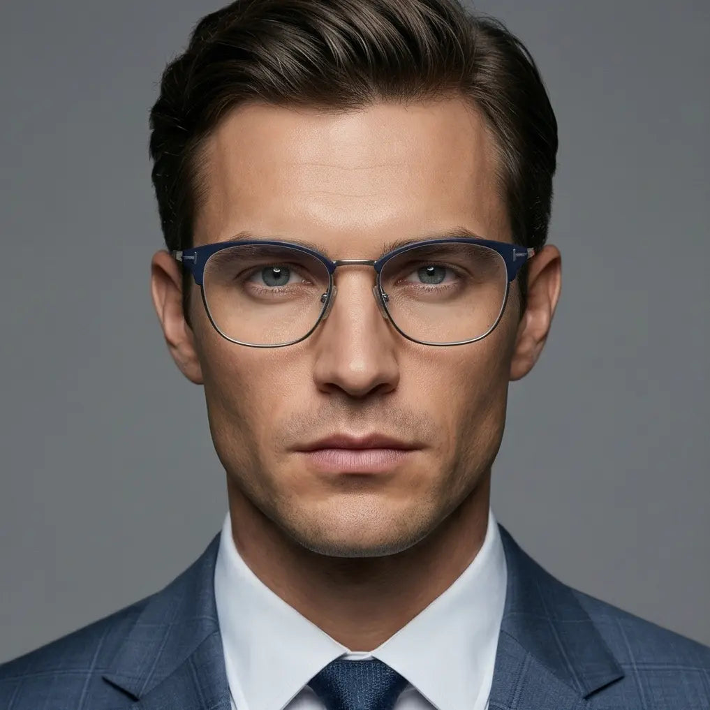 TOM FORD TF5750-B 091 メガネ ブルーブロック ダークブルー Tom Ford Eyeglasses FT5750-B 091 Men Blue Rectangular Frames 52mm