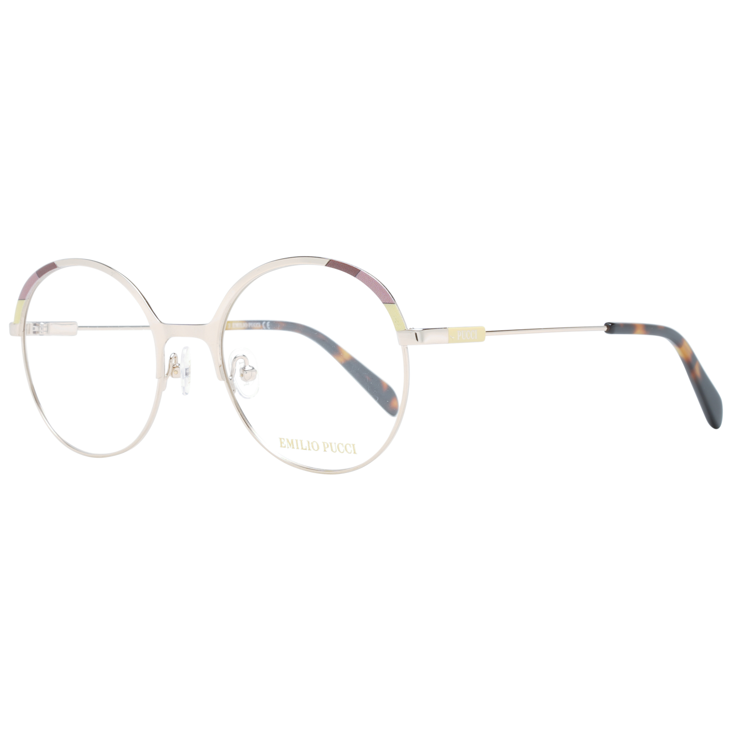Emilio Pucci Eyeglasses Gold Round Metal EP5201 028 51mm 