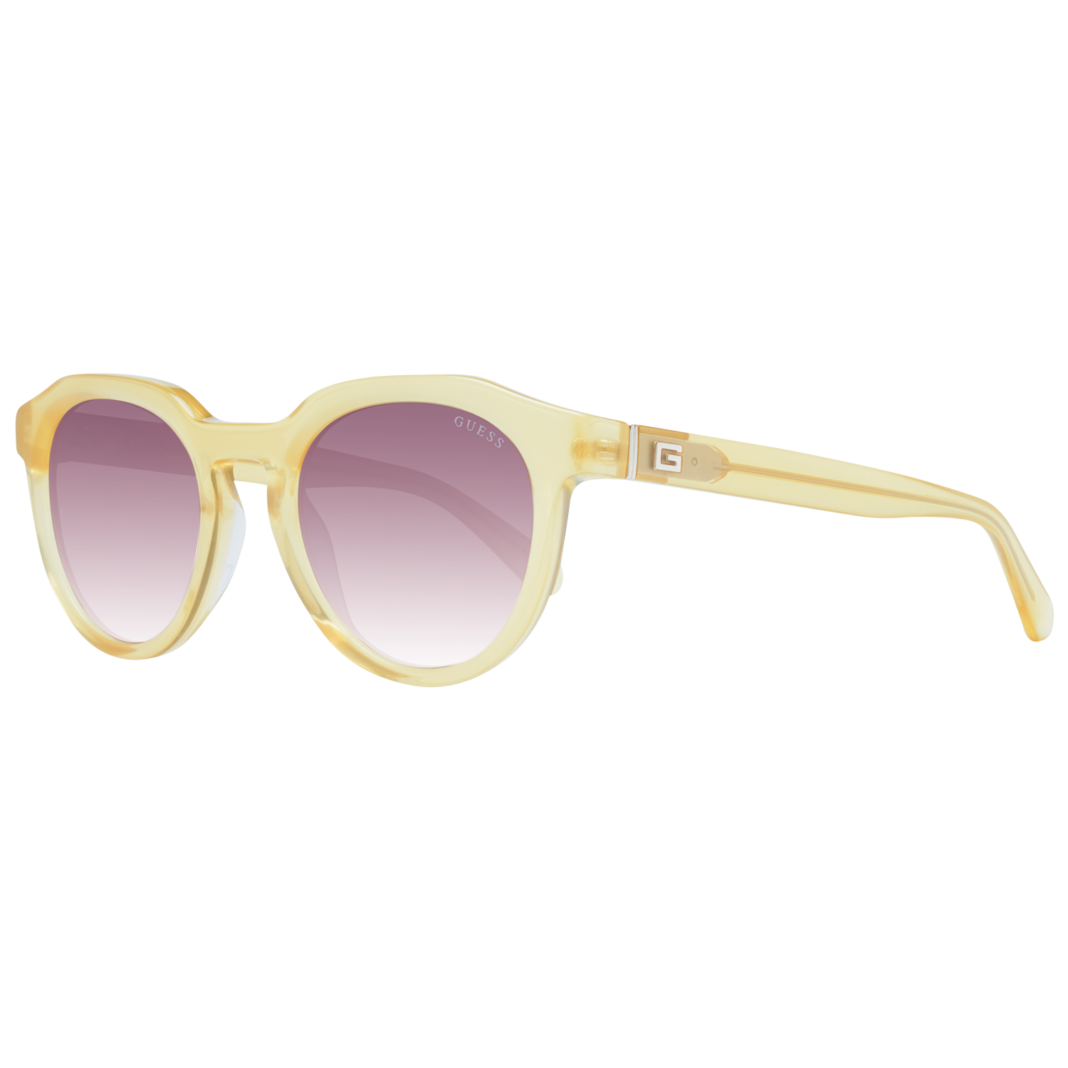 Guess Sunglasses Men Yellow Round Brown Gradient Lens GU00063 39F 50mm