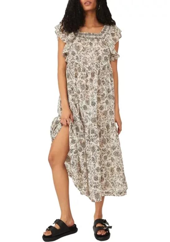 free people bonita printed midi dress Free People Women's Bonita Printed Midi Dress - Tea Combo
