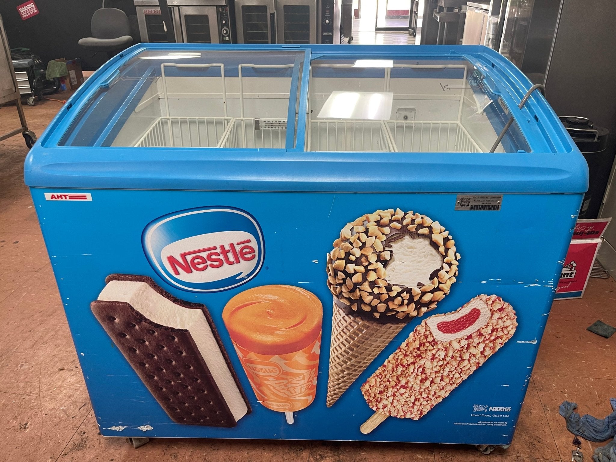 Used AHT RIO S 100 Sliding Glass Top 2 Door Ice Cream Freezer