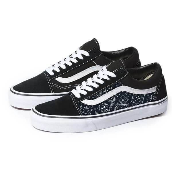 Vans Nero Old Skool x Bandana Motivo Personalizzato Fatto Scarpe