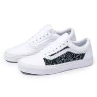 Vans White Old Skool x Black Bandana Pattern Custom Handmade