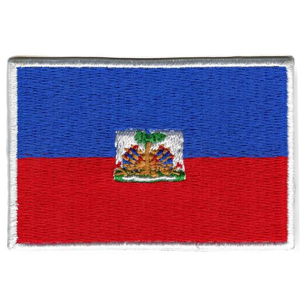 Toppa Ricamata Bandiera Haiti Termoadesiva E Cucibile - 8.8 X 6.2 Cm - Fai Da Te