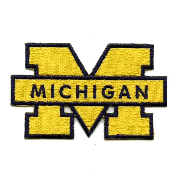 Michigan Wolverines 3x3 Inch Iron On Embroidered Patch - Gold, College Football, Unisex Adult