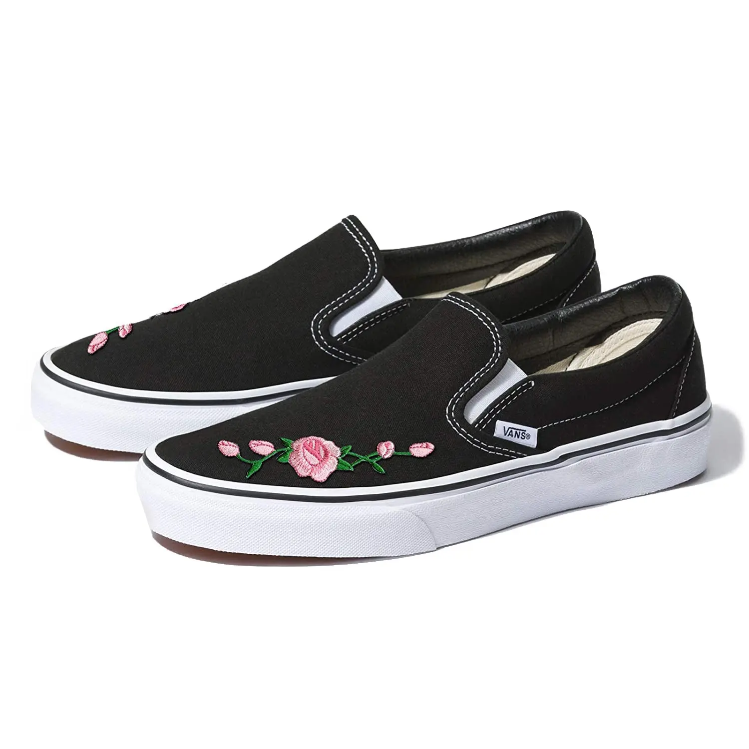 vans with roses slip on
