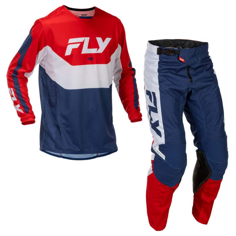 Fly Racing Kinetic Motocross Jersey & Pant Combo - Red, White with