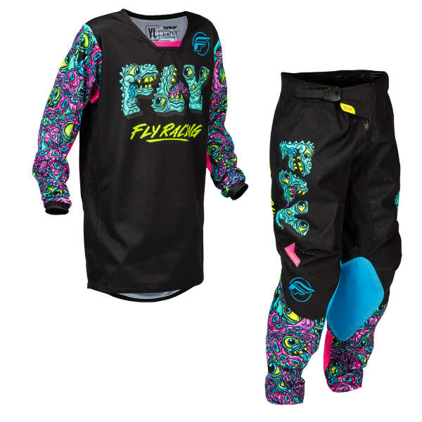 Fly Racing Youth Kinetic MX Jersey & Pant Combo -Mutant- Black