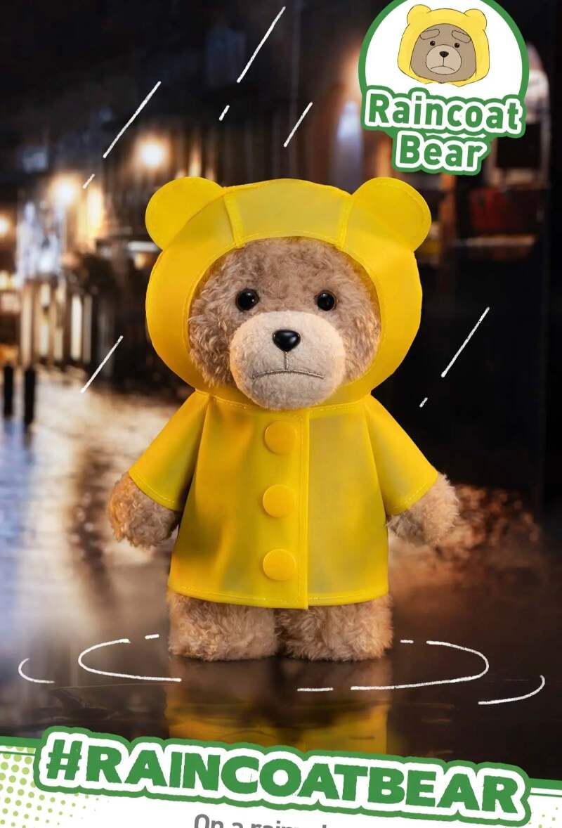 Raincoat Bear - Ted2 Teddy Bear Action Plush Pendant by Pop Mart