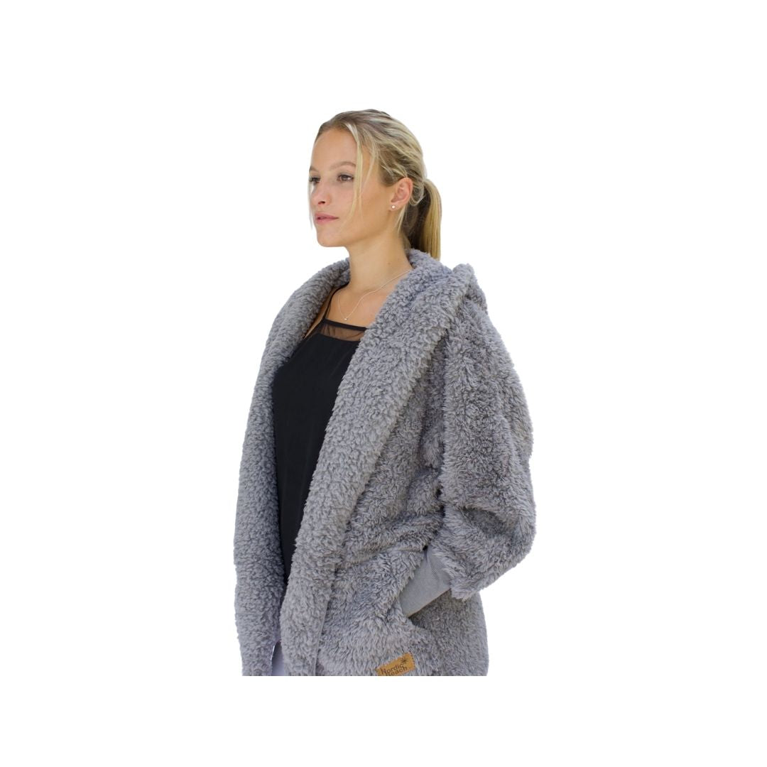 fluffy grey cardigan