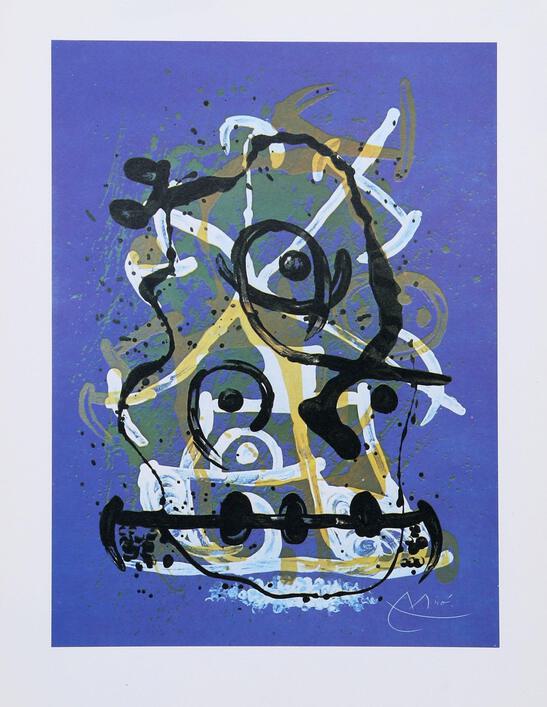 Joan Miro, Chevauchee Bleu (Horse Ride Blue), Offset Lithograph