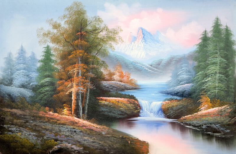 Shumu Fu, Mountain Landscape with Waterfall (106), Oil on