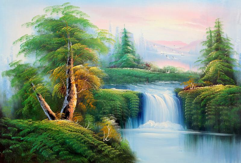 絵画 Mountain waterfall Mountain Waterfall Landscape (180) | Mao Wu | RoGallery