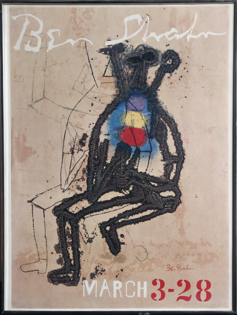 Ben Shahn, Exhibition March 3-28, Lithograph Poster, signed in the