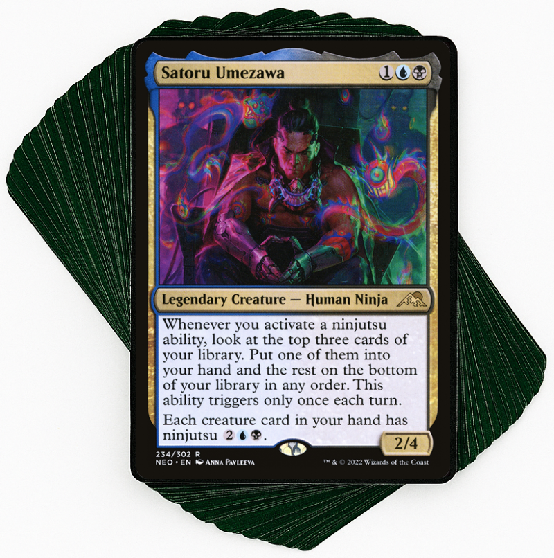 mtg satoru umezawa commander deck Dimir Ninja - Blue Black - - EDH - 100 Card - Custom Magic The Gathering Deck look at the top three cards of your library Shinobi // Commander (Satoru Umezawa)