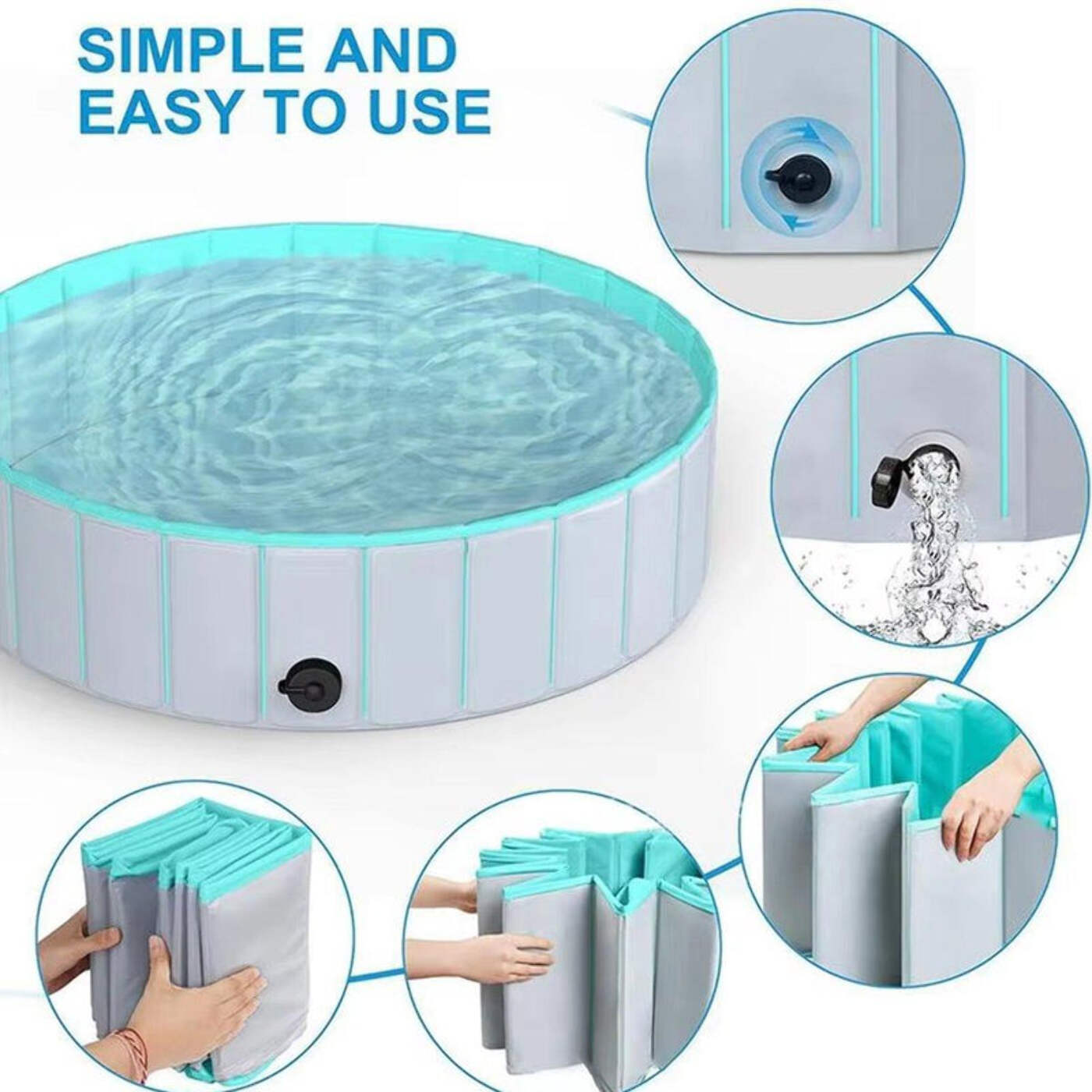Pet Swimming Pool Foldable Portable Pool for Dogs Outdoor Play - Red-120x30cm product image