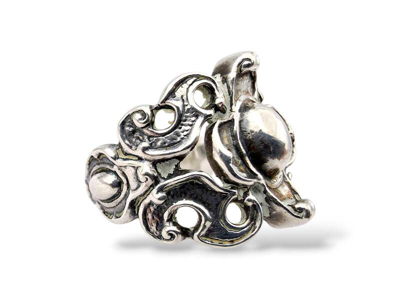 Vintage BAS 835 Silberring 54 (US 6,75) – barockes florales Design, antik