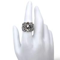 Vintage BAS 835 Silberring 54 (US 6,75) – barockes florales Design, antik