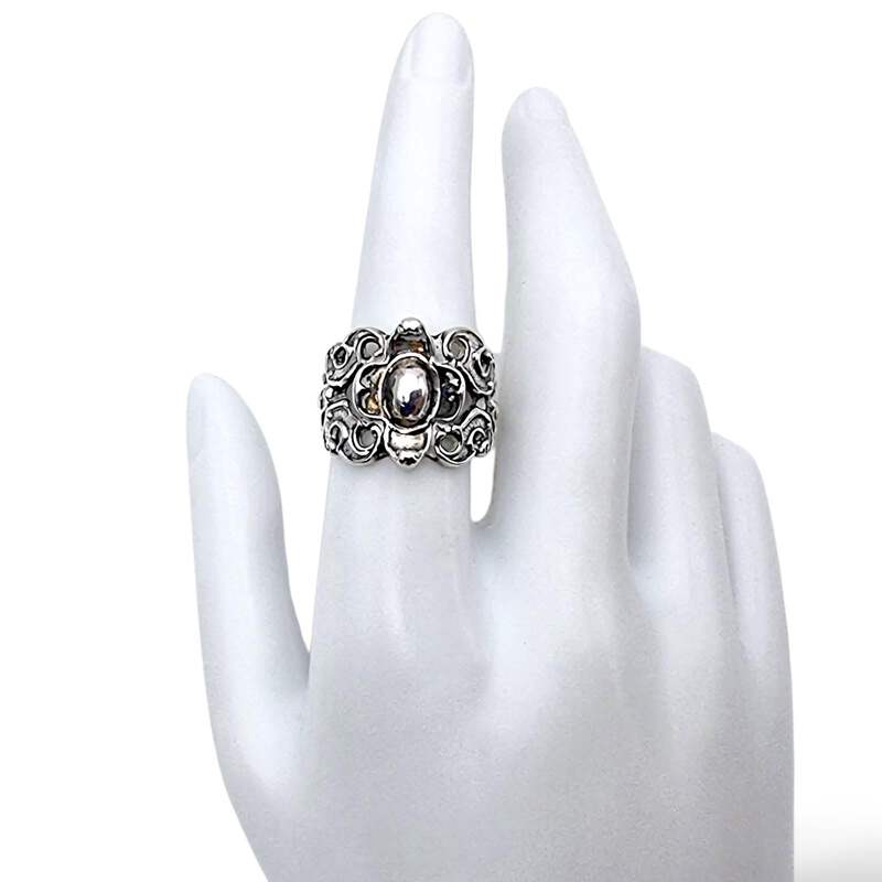 Vintage BAS 835 Silberring 54 (US 6,75) – barockes florales Design, antik