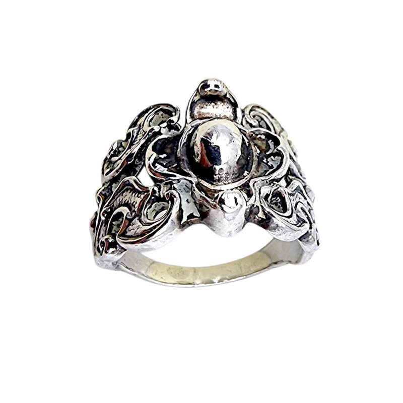 Vintage BAS 835 Silberring 54 (US 6,75) – barockes florales Design, antik