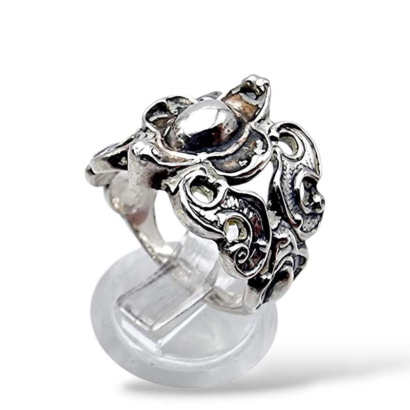 Vintage BAS 835 Silberring 54 (US 6,75) – barockes florales Design, antik