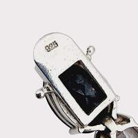 Vintage-Sterling-Silber-925-Tennisarmband mit großen schwarzen und klaren Steinen, 18 cm