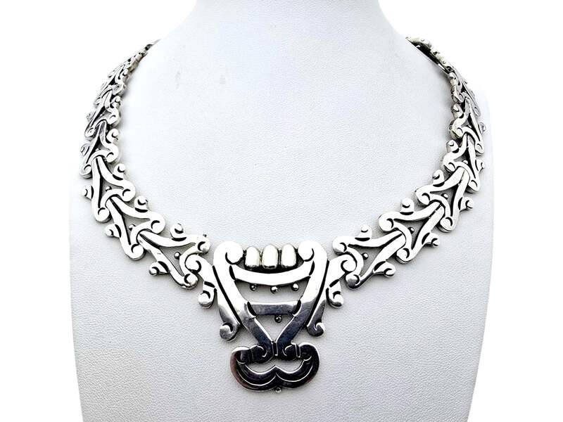 Wolmar Castillo seltene Vintage-Kette aus mexikanischem Sterlingsilber, Art-Deco