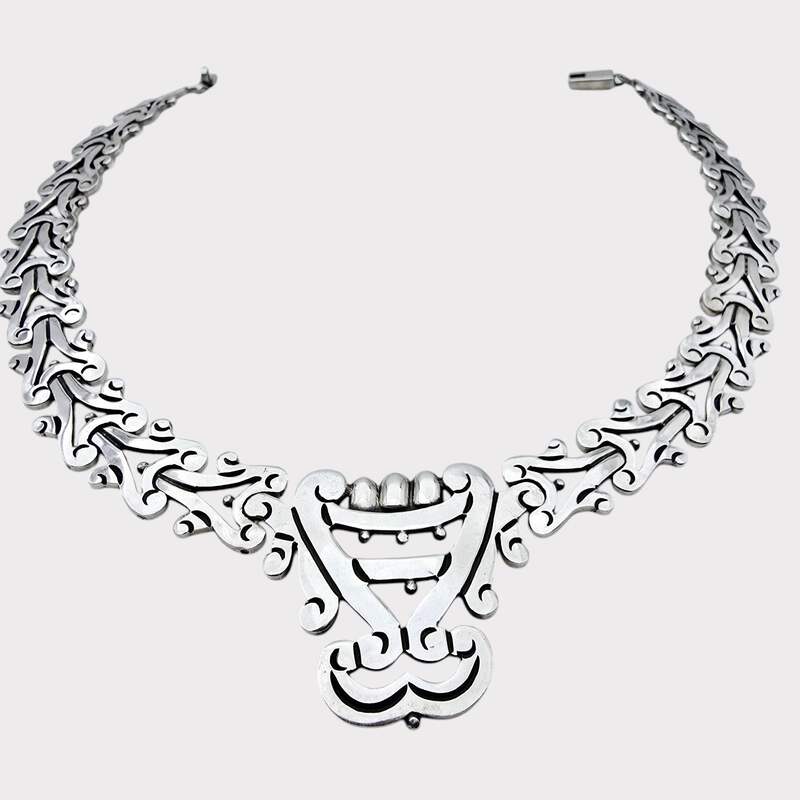 Wolmar Castillo seltene Vintage-Kette aus mexikanischem Sterlingsilber, Art-Deco