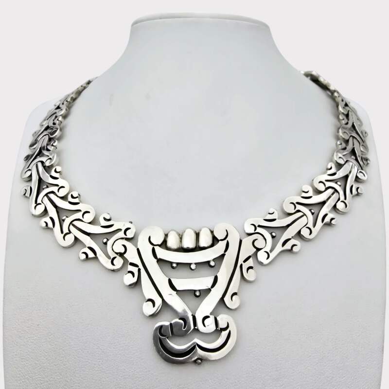 Wolmar Castillo seltene Vintage-Kette aus mexikanischem Sterlingsilber, Art-Deco