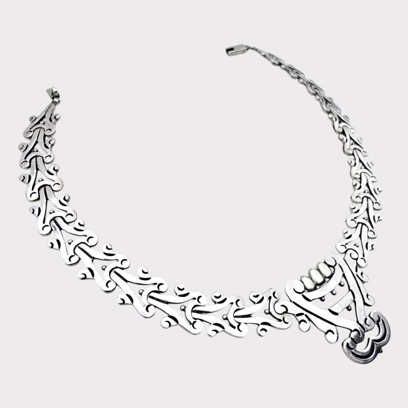 Wolmar Castillo seltene Vintage-Kette aus mexikanischem Sterlingsilber, Art-Deco