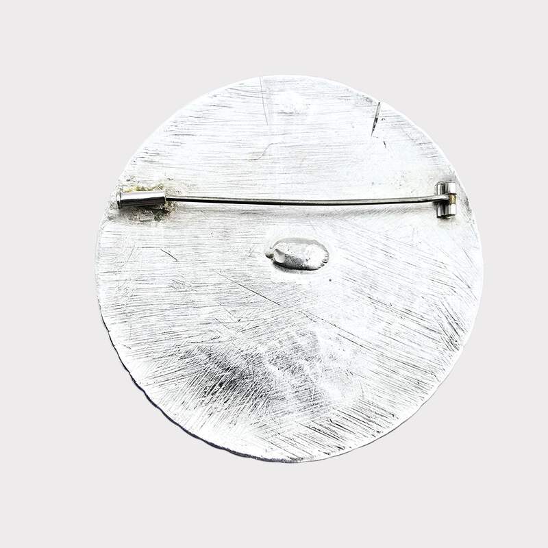 Große niederländische Silberbrosche mit Löwen-Daalder-Münzdesign, 65 mm, antik