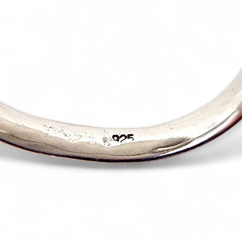Vintage 925 Silberring mit schwarzer Perlmutt-Muschel, oval, EU 58