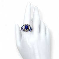 Vintage 925 Silberring mit Lapislazuli-Einlage, afghanischer Stil, EU 65 (US 11)