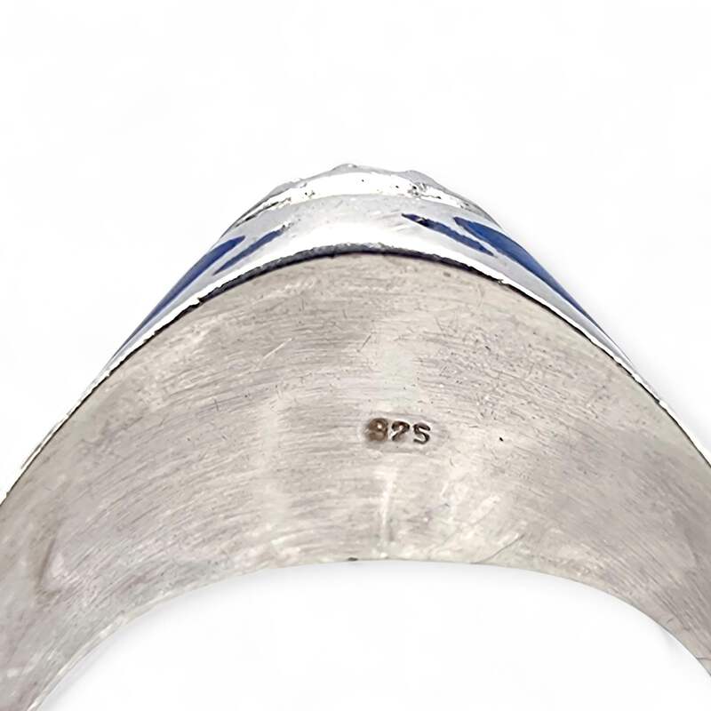 Vintage 925 Silberring mit Lapislazuli-Einlage, afghanischer Stil, EU 65 (US 11)