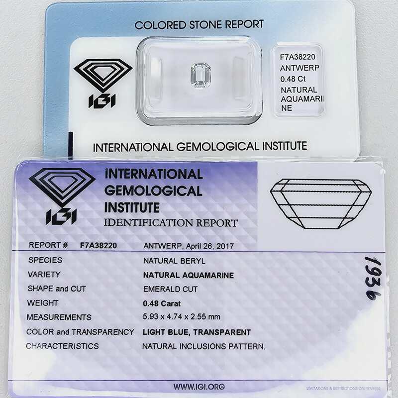 Natürlicher Aquamarin 0,48 ct., zertifiziert vom IGI