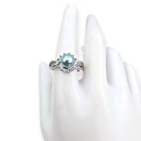 Vintage 925 Silberring mit Imitationsperle & Blautopas, EU 58 (US 8,25)