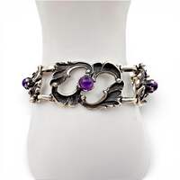 Vintage 835 Silber-Amethyst-Armband 20 cm – Jugendstil-Ornamentarmband 37,51 g
