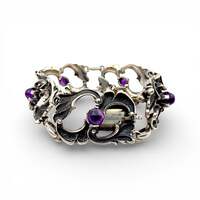 Vintage 835 Silber-Amethyst-Armband 20 cm – Jugendstil-Ornamentarmband 37,51 g