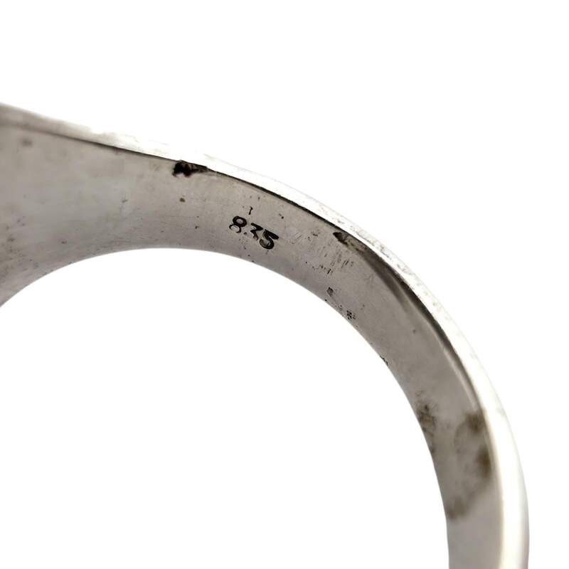 Vintage 835 Silber Onyx Ring | Graviertes Ornament | EU 59 (US 8,75)