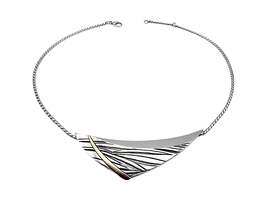 Moderner Silber-Halskette mit Goldakzent, 43cm Kragenhalskette, 27,9g, Vintage S
