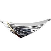 Moderner Silber-Halskette mit Goldakzent, 43cm Kragenhalskette, 27,9g, Vintage S