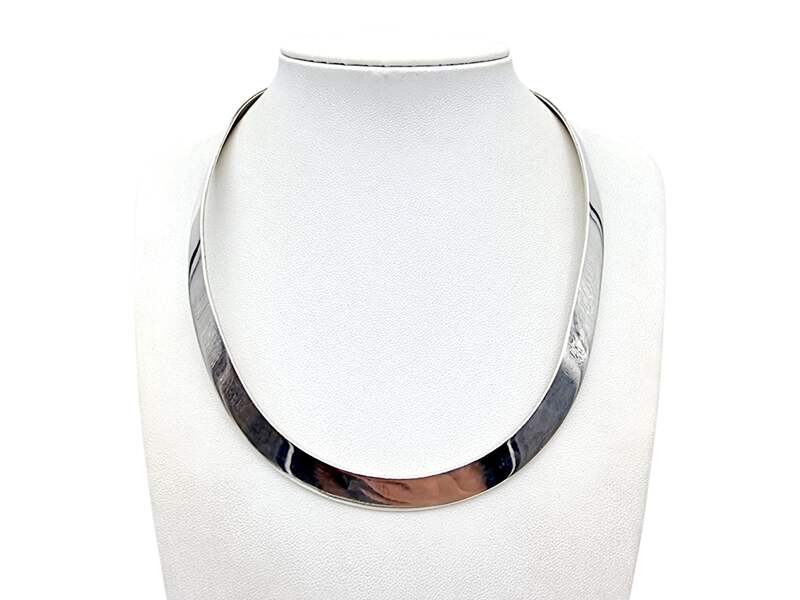 Vintage Silberkragen 39cm, Modernist 925er Sterling Choker