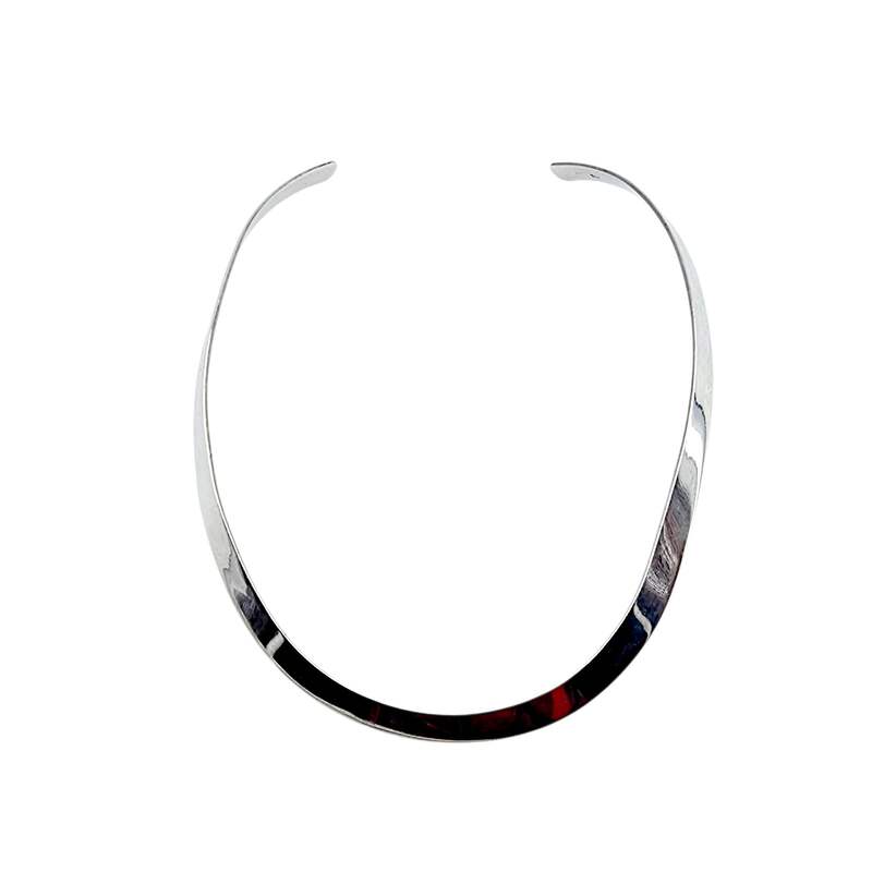 Vintage Silberkragen 39cm, Modernist 925er Sterling Choker