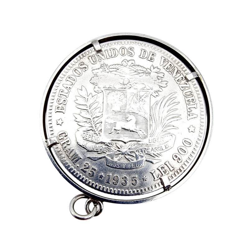 Vintage-Silbermünzanhänger 1935 Venezuela 25-Gramm-Bolívar, Sammlerschmuck