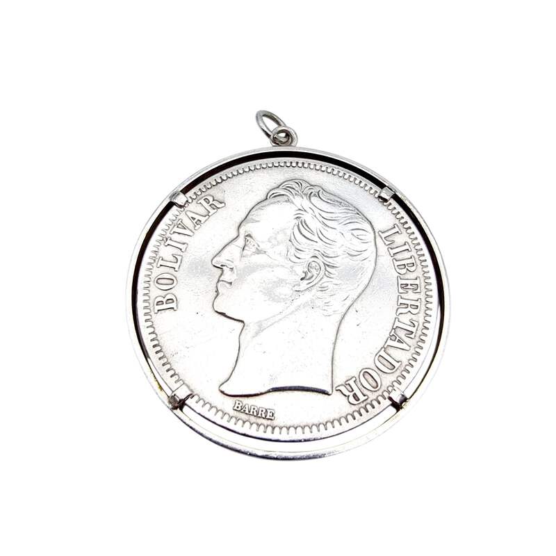 Vintage-Silbermünzanhänger 1935 Venezuela 25-Gramm-Bolívar, Sammlerschmuck