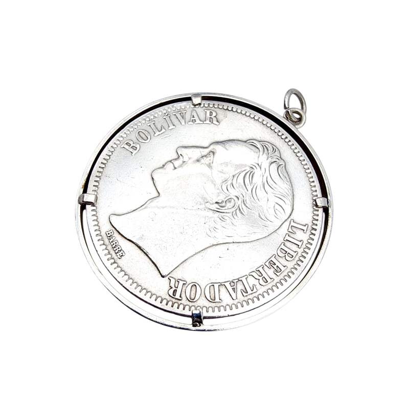 Vintage-Silbermünzanhänger 1935 Venezuela 25-Gramm-Bolívar, Sammlerschmuck