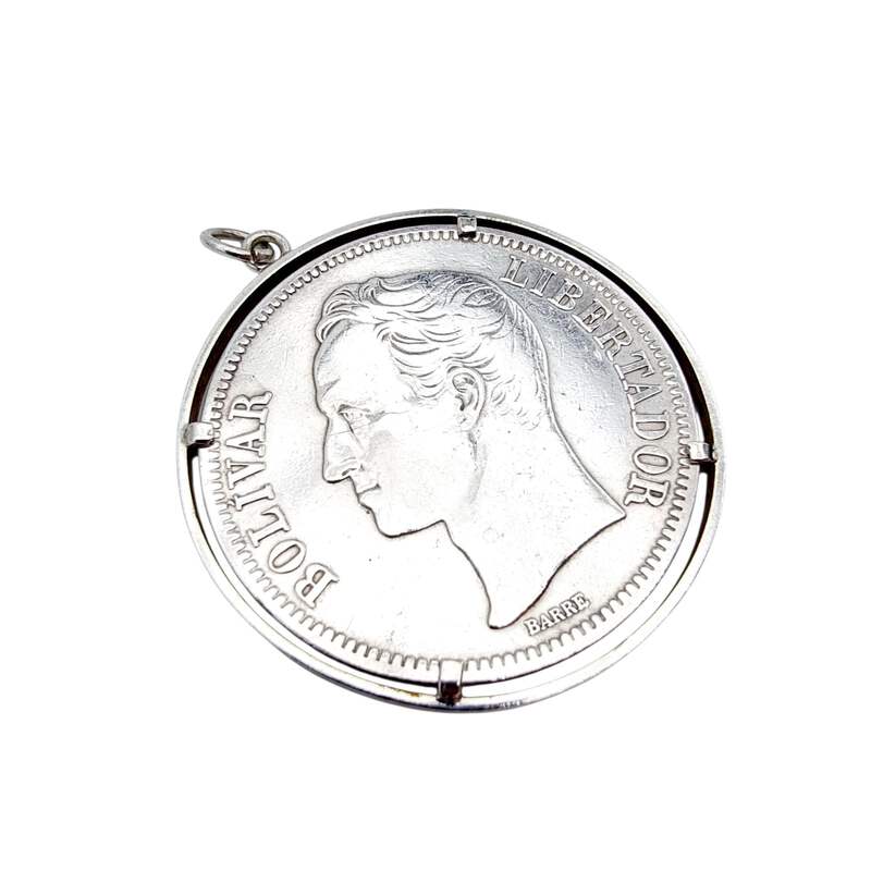 Vintage-Silbermünzanhänger 1935 Venezuela 25-Gramm-Bolívar, Sammlerschmuck