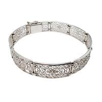 Vintage-Silber-Filigranschmuck-Set – Armband & runde Blumenbrosche