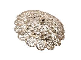 Vintage-Silber-Filigranschmuck-Set – Armband & runde Blumenbrosche